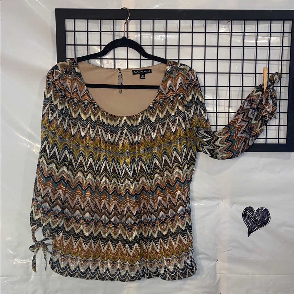 Sara Michelle Multicolor Chevron Blouse